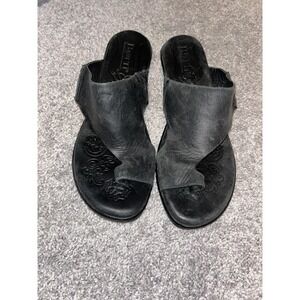 Born Women's‎ Sandal Thong Black Leather Thong Sz 7 Boho
